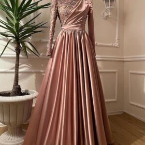 Daneen partially embellished modest gown