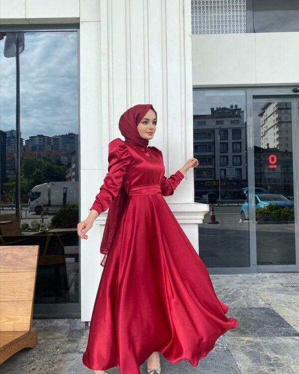 Durrah puff sleeved satin gown