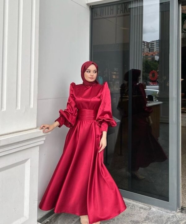 Durrah puff sleeved satin gown