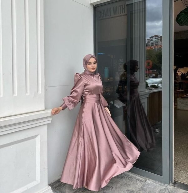 Durrah puff sleeved satin gown