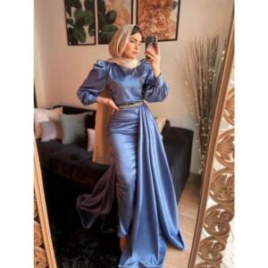 Eyana puff sleeved modest dress #DS1087 (2) $250