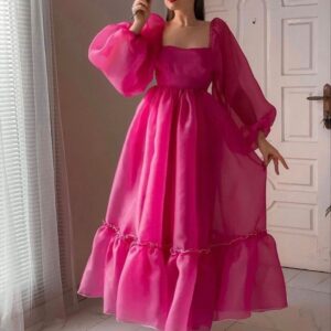 Bella Plain Organza puff dress #DS1052 (18) $99