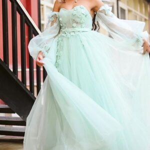 Cindrella detached sleeves corset gown
