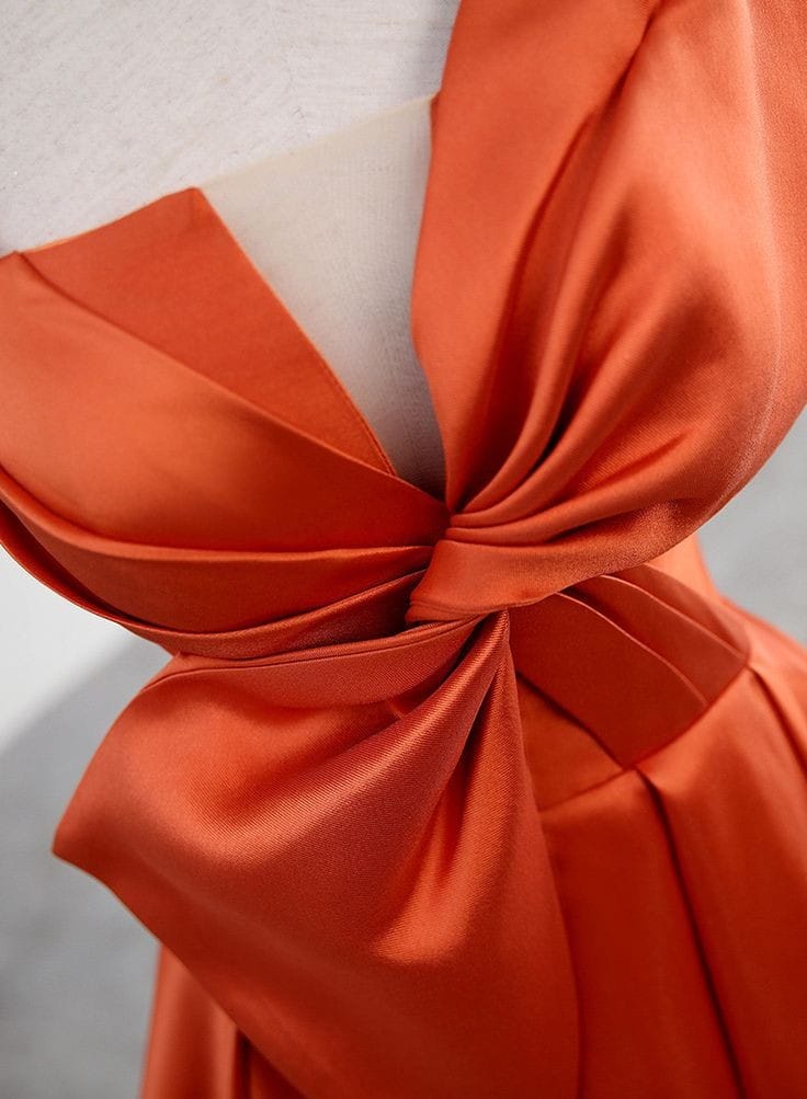 Spaghetti straps orange satin prom dress #DS1020 (4) $250