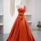 Lea A-line orange satin prom dress