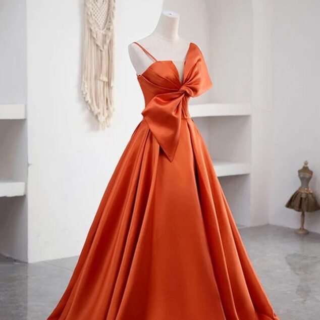 Orange Satin Prom Dress