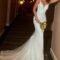 White mermaid V Neck lace wedding dress