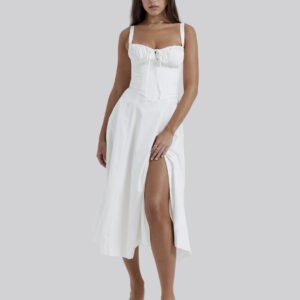 White milkmaid side slit outfit