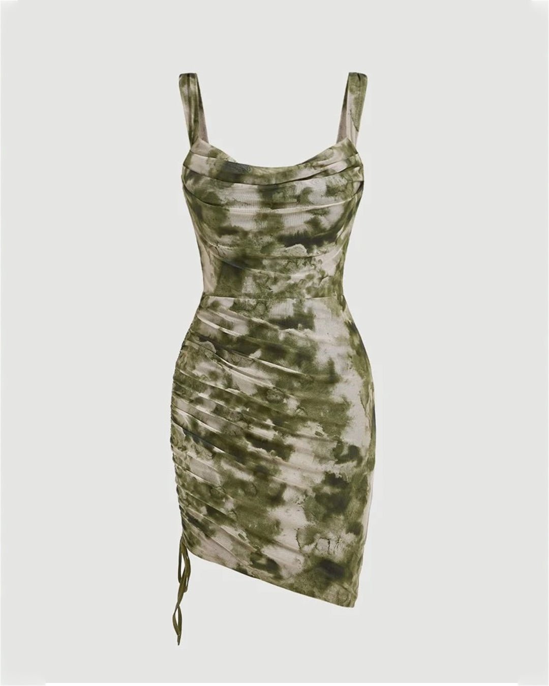 Forest green ruched mini dress - Vintage Touch Studio