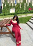 Dark red rosette long sleeves bodycon dress