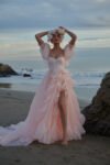 Plain organza ruffled side slit outfit