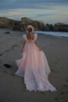 Plain organza ruffled side slit outfit