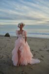 Plain organza ruffled side slit outfit