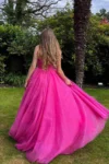 Pink sweetheart neckline ball gown.