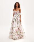 Blooming floral print a-line organza outfit
