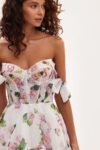 Blooming floral print a-line organza outfit