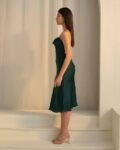 White tied back satin midi outfit