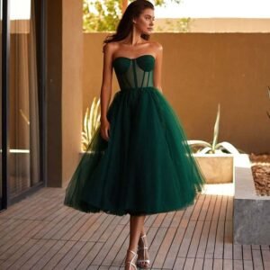 Emerald green A-line corset outfit