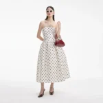 Polka dots naked shoulder A-line vintage outfit