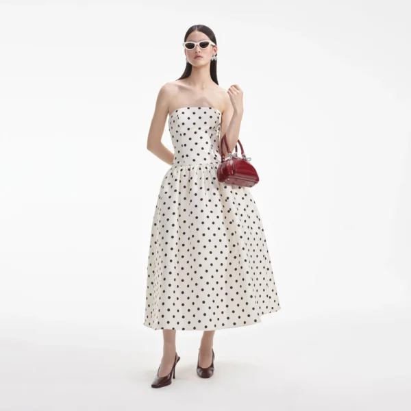 Polka dots naked shoulder A-line vintage outfit