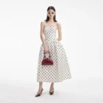 Polka dots naked shoulder A-line vintage outfit