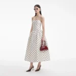 Polka dots naked shoulder A-line vintage outfit