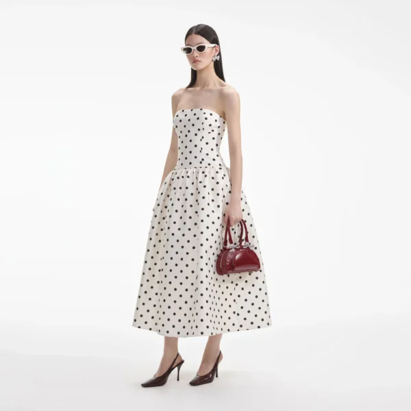 Polka dots naked shoulder A-line vintage outfit