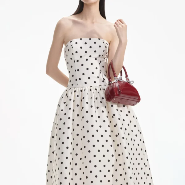 Polka dots naked shoulder A-line vintage outfit